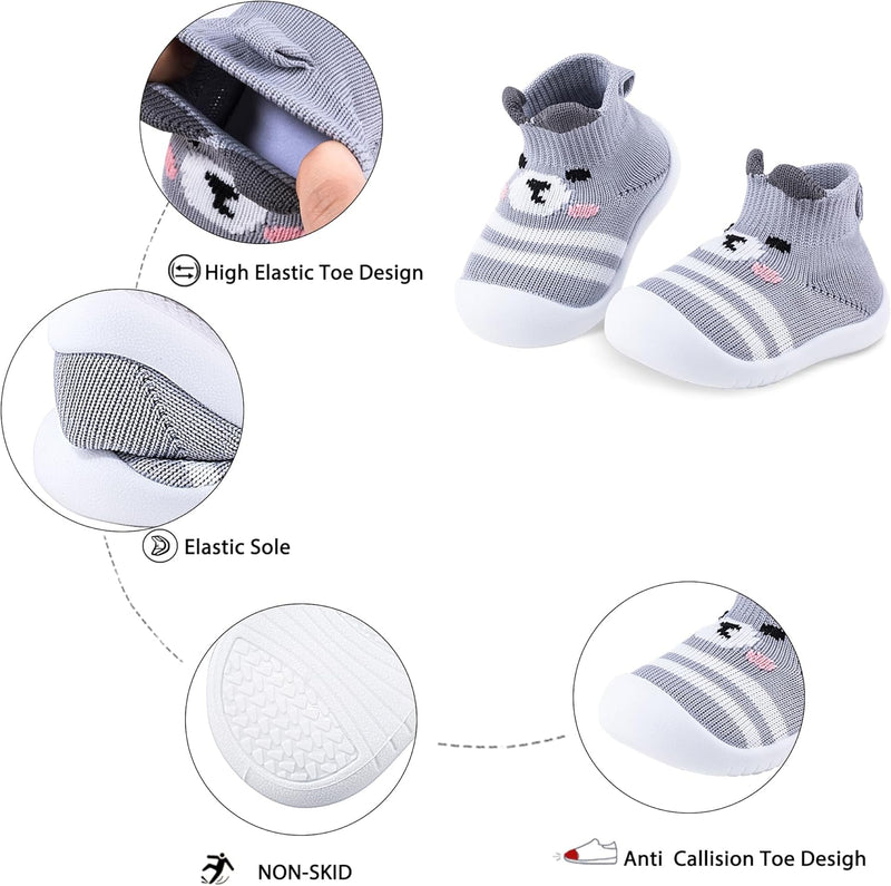 Baby Toddler Non-Skid Sock Shoes Indoor Slipper Breathable Cotton Mesh Lightweight Sole Infant Boy Girls Kids Children