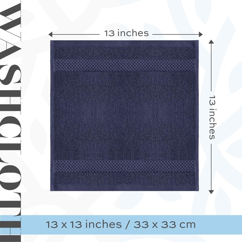 White Classic Luxury Cotton Washcloths - Small Hotel Spa Bathroom Face Towel | 12 Pack |