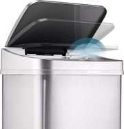 NINESTARS, DZT-50-28, 50 L Silver Lid Automatic Touchless Motion Sensor Stainless Steel Trash and Garbage Bin with Highly Durable Silver Lid Mechanism for Home, Kitchen and office - 13 Gal SL Trash Can
