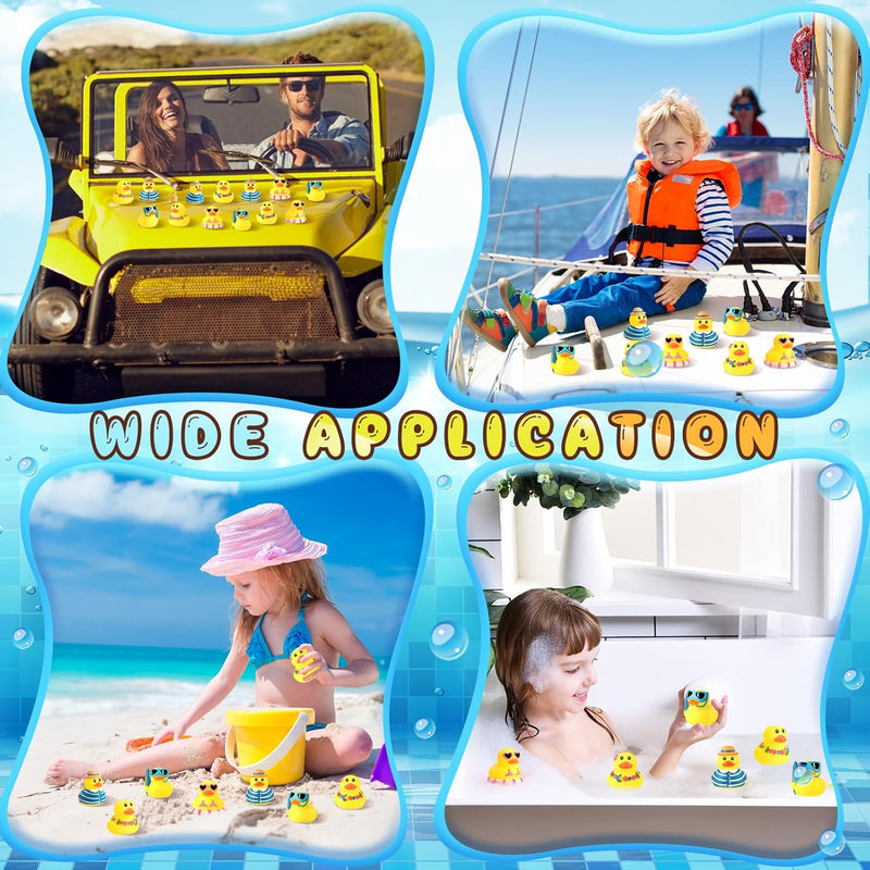 Honoson 36 Pcs Summer Beach Rubber Duckies Bulk Mini Rubber Duck Bath Toys Float Bathtub Ducky Cute Squeaky Rubber Ducky for Classroom Carnival Summer Birthday Baby Shower Party Favor