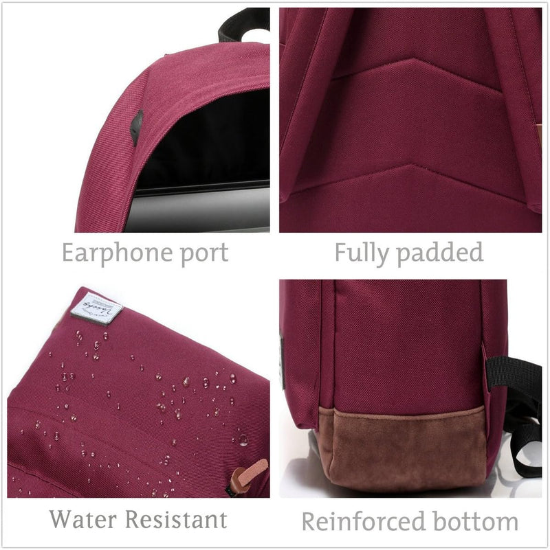 VASCHY Men's Backpack, Women's Waterproof School Bag, Boy Girl Computer 15.6 Inch Vintage for School, College, Work, Travel, Leisure