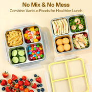 Stainless Steel Snack Containers, 4-Compartment Bento Box with Airtight Lids, Reusable Leakproof Meal Prep Lunch Box for Travel, Picnics, Work, and Food Storage