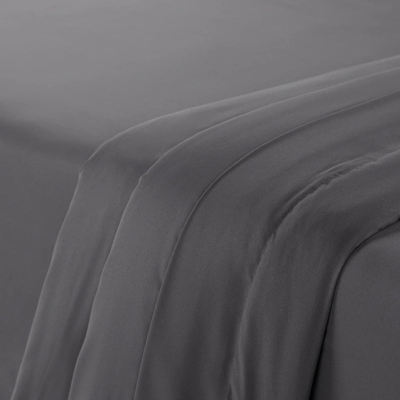 Serta Simply Clean Super Soft Hypoallergenic Stain Resistant Deep Pocket 3 Pieces Solid Bed Sheet Set, Twin XL, Silver Grey