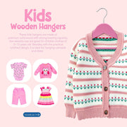 CozyMood Wooden Childrens Hangers Kids Hangers (20 Pack) Wood Baby Hangers Nursery Hangers, 360° Swivel Hook Non Slip Coat Hanger for Coats, Suits, Pants and Jackets (Pink)