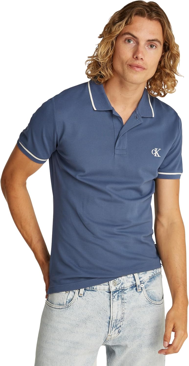 Calvin Klein Mens TIPPING POLO Short-Sleeve Polo Shirts