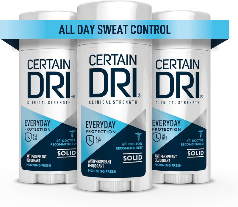 Prescription Strength Clinical Antiperspirant - Doctor Recommended Hyperhidrosis Treatment - 72 Hour Protection from Excessive Sweating - Roll-On - 1.2 Fl Oz - Pack of 1 - 74 Grams (Pack of 3) Everyday Strength Clinical, Solid