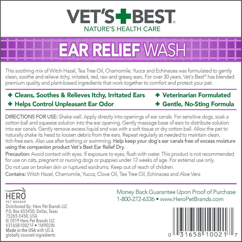 Vet's Best Ear Relief Wash For Dogs, 4 Oz, White
