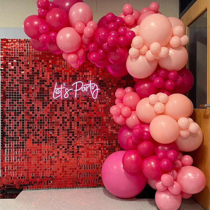 LuoluoHouse Red Shimmer Wall Panel Glitter Sequin Backdrop Panel of 24 Shiny Backdrop for Party Event Background Foil Back Drop