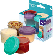 Sistema 4-Piece Salad Dressing And Condiment Containers With Lids For Lunch, Dishwasher Safe, 1.18-Ounce, Multicolor - Assorted Dressing Pots