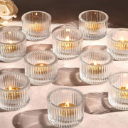 Beauenty Tealight Candle Holder Set of 12,Votive Candle Holders for Wedding Candle,Clear Glass Romance Tealight Candle Holders for Party&Home,Christmas,Wedding Decor,Valentines Day Decor