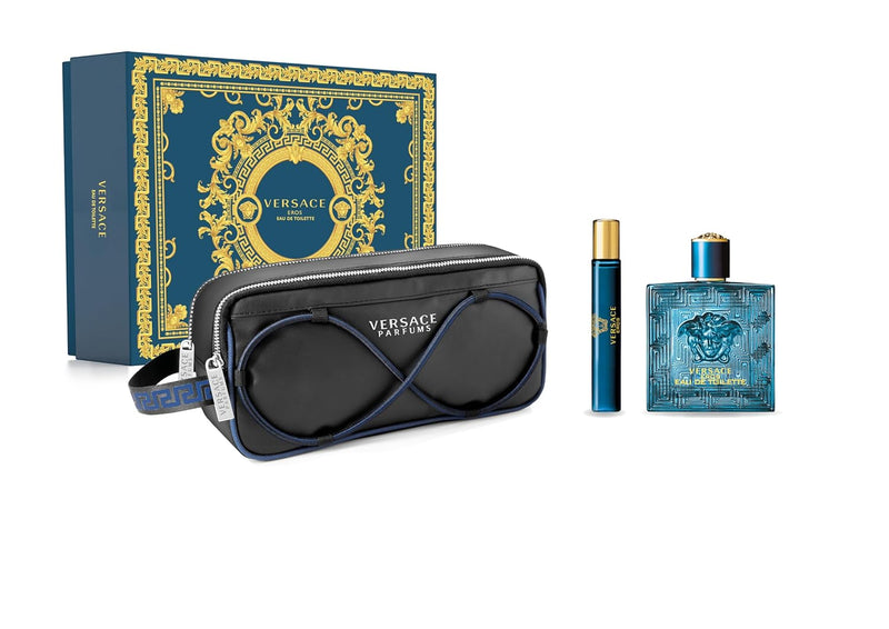 Versace Eros Natural EDT Spray with Bag 3-Piece Gift Set for Men