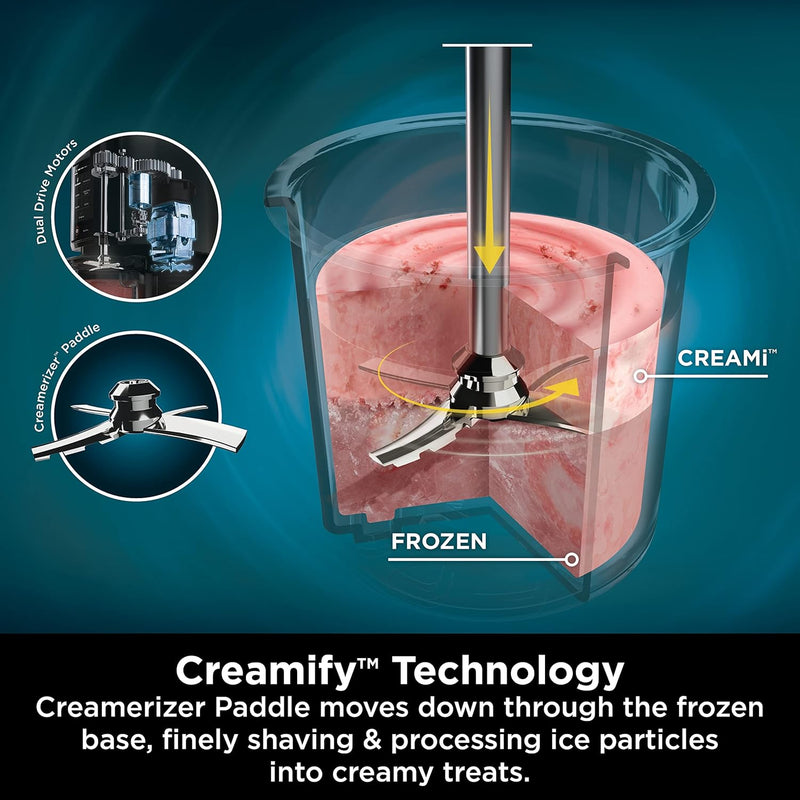 CREAMi, Ice Cream Maker, Gelato, Sorbet,Milkshakes, Mix-ins, Smoothie Bowls & More, 7-in-1, Ice Cream Pints, Pint lid, Healthy Ice Cream, Black, NC300UK - CREAMi