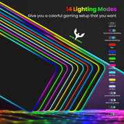 Blade Hawks RGB Gaming Mouse Pad, Extra Large Soft Led Extended Mouse pad (10 Lighting Modes), Non-Slip Rubber Base Computer Keyboard Pad Mat - 31.5 X 12 Inch (XXL-RGB - Black
