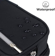 Large Capacity Waterproof Pencil Case - Multi-functional Black Stationery Desk Organizer, Ideal for Adults and Travel, with Multiple Compartments and Pockets
