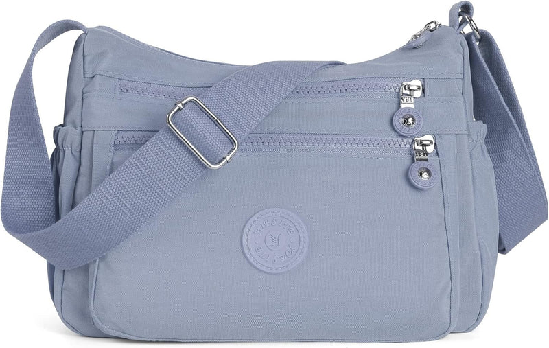 Crossbody Bags for Women Waterproof Tote Bag Casual Nylon Purse Handbag RFID Lightweight Messenger Bag - Light Purple
