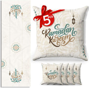 OLEEK Decorations for Home - Table Runner & 4pcs Pillow Covers - Decorations for Table - Gifts - Decor 2023 - 46 x 46 cm, Set of 4