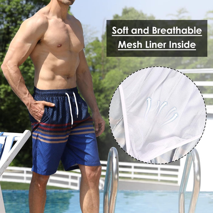 Maeau Men Swim Beach Shorts Quick Dry Swimming Trunks Drawstring Surfing Board Shorts