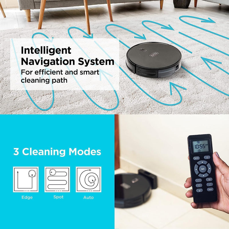 BLACK+DECKER Robotic Vacuum Cleaner and Mop, Alexa Enabled, 2150 Pa Suction, 120 Min Runtime, Self-Charging, Smart App Control, Visual Mapping, Black - BRVA425B00-B5