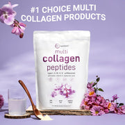 Multi Collagen Peptides Powder, 1 Pound (16 Ounce) - Type I,II,III,V,X with Biotin 10,000mcg, Hyaluronic Acid, Vitamin C - Unflavored - Keto & Paleo Friendly, Easy Dissolve, Non-GMO, Gluten Free