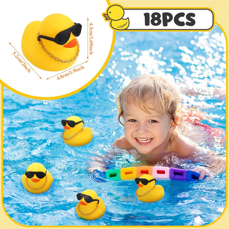 36 Pcs Mini Rubber Ducks Glow in The Dark Rubber Frogs Baby Shower Tiny Rubber Ducks Bulk, Float Bath Toys Bathtub Duckies Mini Frogs for Shower Birthday Party Favors Carnival Gift (Hat Style)