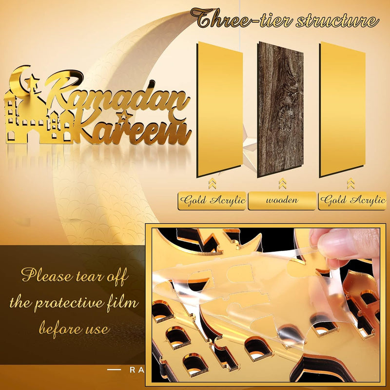 Islamic Tabletop Decors Ramadan Mubarak Sign Ramadan Kareem Sign Eid Decoration Islamic Home Decor Ramadan Gifts Wooden Letter Ramadan Table sign Eid Mubarak Tabletop decor for Desk (Ramadan Kareem) - Ramadan Kareem