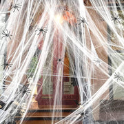 Halloween Spider Web, Halloween Decoration Set with 1000 sqft Stretch Cobwebs, 100 Fake Spiders for Halloween Indoor and Outdoor Party Supplies - not Glow-in(200g cobweb + 30 pcs fake spider)