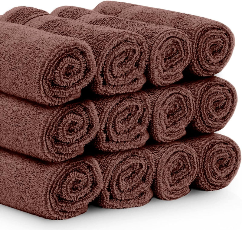White Classic Luxury Cotton Washcloths - Small Hotel Spa Bathroom Face Towel | 12 Pack |