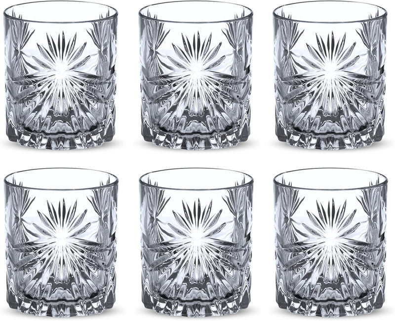 FEELINGS 6 PCS Glass Tumbler Set by Addox Premium Drinking Glasses 240ml (Crystal Luxe) - Prism Wave
