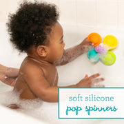 Infantino Silicone Bath Pop Spinners - Sensory Dinosaur Toys with Suction Cups, Engaging Bath Time Fun for Toddlers, 3-Piece, 4 months+