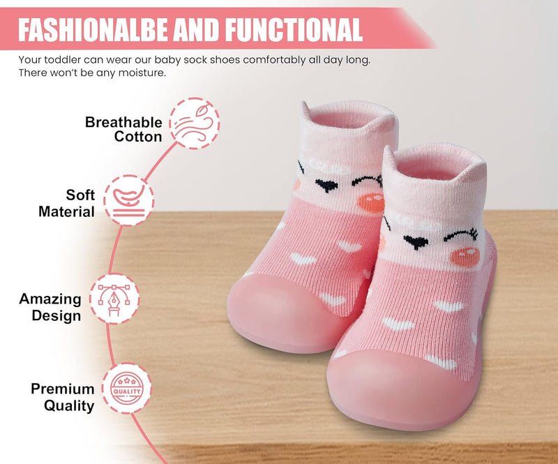 Dookeh Baby Sock Shoes Boys Girls First Walking Shoes Non-Slip Slippers Soft Sole Sneakers Toddler Infant Babygirl