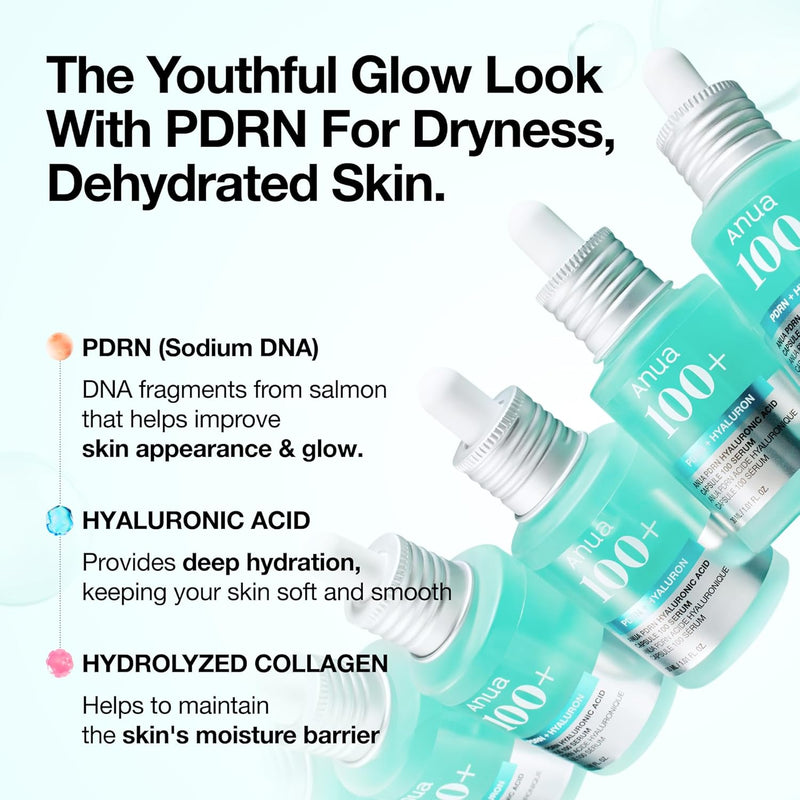 PDRN Hyaluronic Acid Capsule 100 Serum, Radiant Face Serum, Hyaluronic Acid, Hydration, Moisture Plumping effect, Natural color, Fragrance free, Korean Skincare, 30ml / 1.01 fl. oz - 1.01 Fl Oz (Pack of 1)
