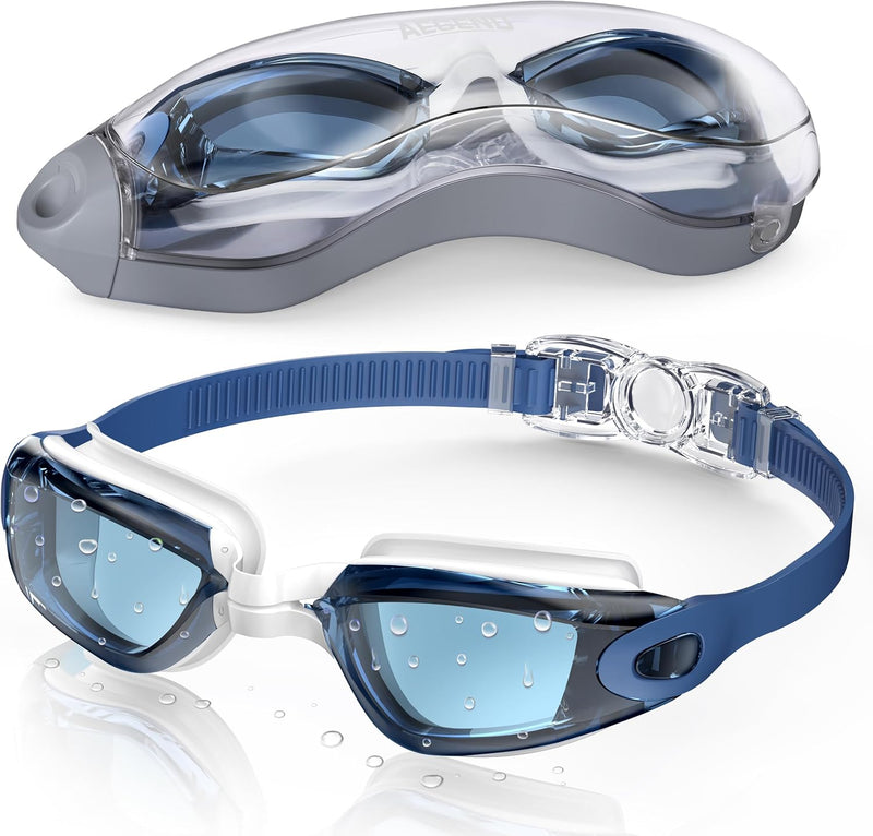 Aegend Swim Goggles, Swimming Goggles No Leaking Adult Men Women Youth - Blue-white