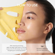 Vitamin C Booster Sheet Mask, Hydrating Face Mask with Glutathione & Niacinamide, Supports Even-Looking Skin Tone & Smooth Texture, 5 Sheets