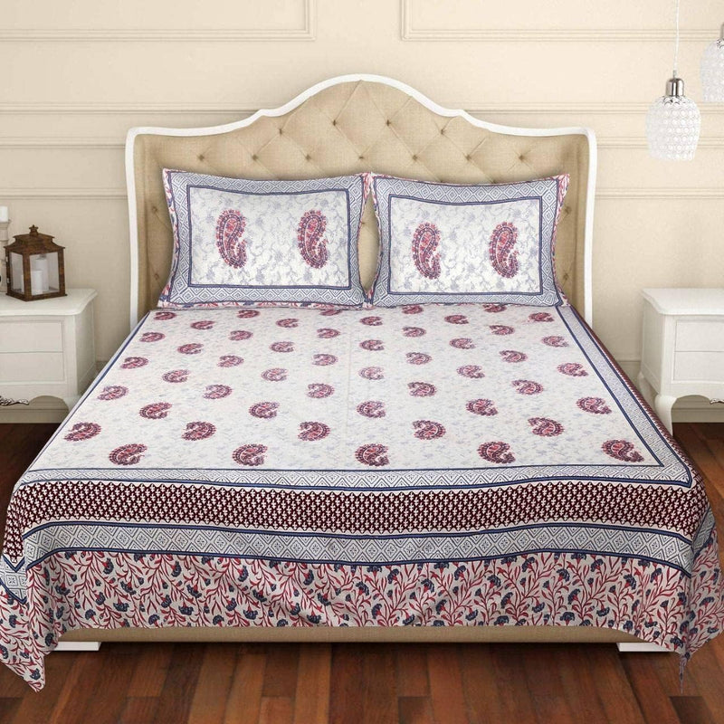 SUFAYA FAB Printed Indian Sanganer Cotton Premium Big Size Bedsheets for Modern Look(108x108) inches,Pillow (17x27) inches