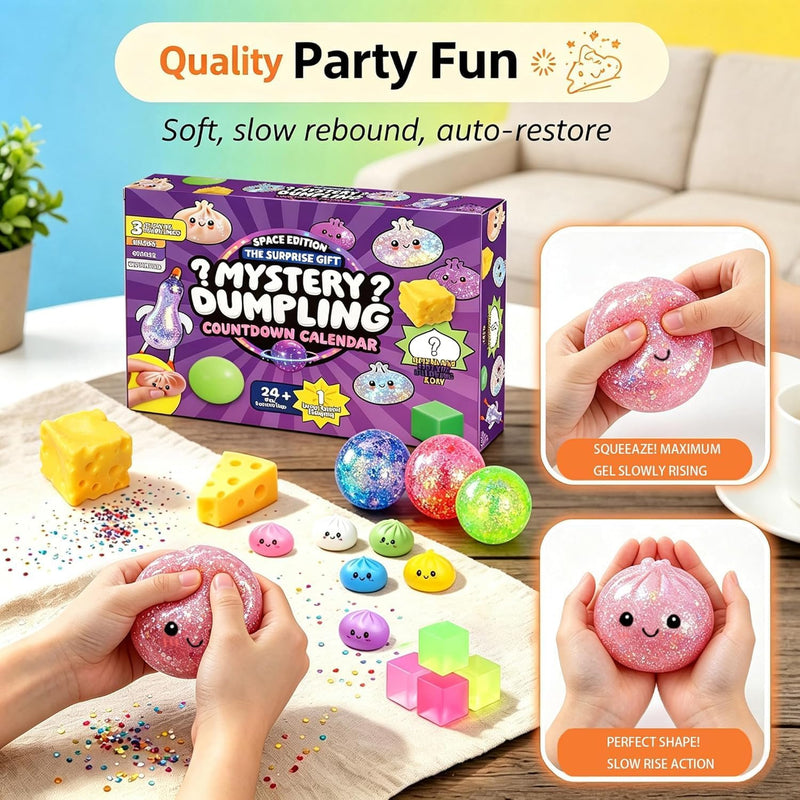 SLEEPHEAD Squishy bun Advent Calendar, 25 PCS bun Mystery Surprise Fidget Toys, Stress & Anxiety Relief Sensory Toys for Kids & Adults, Ideal Holiday & Birthday Gift