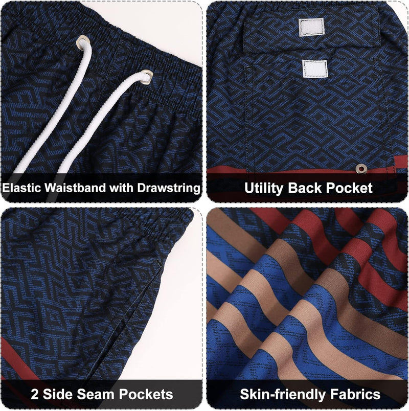 Maeau Men Swim Beach Shorts Quick Dry Swimming Trunks Drawstring Surfing Board Shorts
