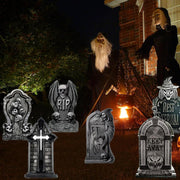 6PCS Halloween Decoration Outdoor Tombstone Yard Stakes RIP Graveyard Rip Tombstones Halloween Stakes for Halloween Scary Props Lawn Decorations