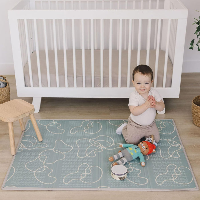 Bubba Bear Baby Mat Children's Mat Baby Play Mat 180 x 200 x 1 cm, Reversible and Non-Toxic Thick Foldable Waterproof Foam Children's Rug, Crawling Mat Play Rug (90 x 120 cm, Beige)
