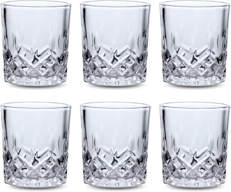 FEELINGS 6 PCS Glass Tumbler Set by Addox Premium Drinking Glasses 240ml (Crystal Luxe) - AquaGlow