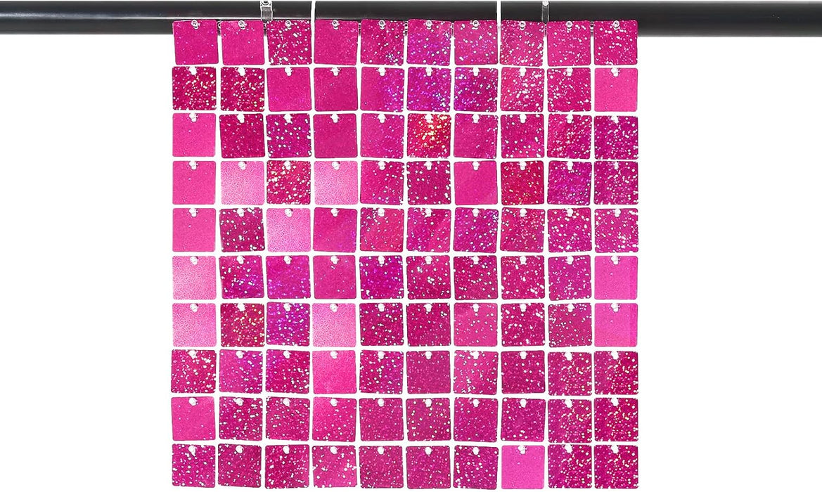 LuoluoHouse Red Shimmer Wall Panel Glitter Sequin Backdrop Panel of 24 Shiny Backdrop for Party Event Background Foil Back Drop