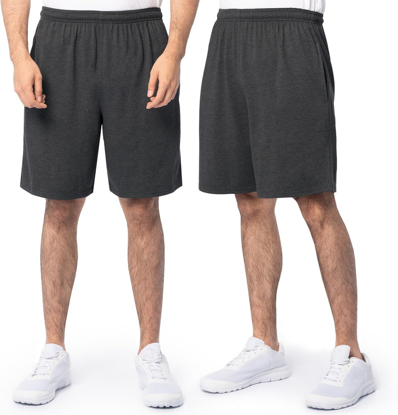 mens Eversoft Cotton Shorts With Pockets (S - 4xl) Casual Shorts - 2 Pack - Black Heather
