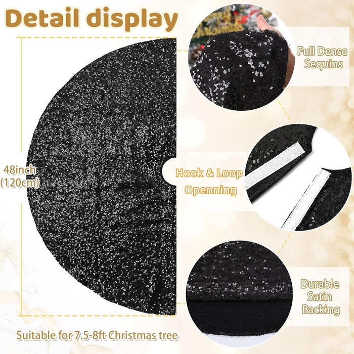 B-COOL Black Sequin Backdrop Curtain Glitter - Halloween Black Backdrop 2 Panels 4ftx8ft Curtain Drapes Shiny Background for Parties Shimmer Wall Backdrop Cloth