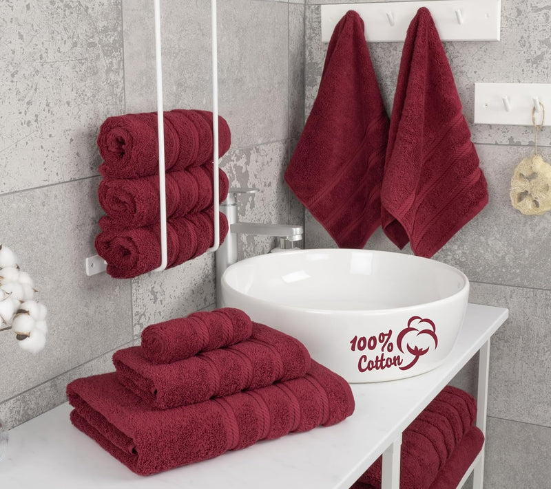 American Soft Linen GMSD 6-Piece 100% Turkish Genuine Cotton Premium & Luxury Towel Set for Bathroom & Kitchen, 2 Bath Towels, 2 Hand Towels & 2 Washcloths [Worth $72.95] - Rockridge Grey