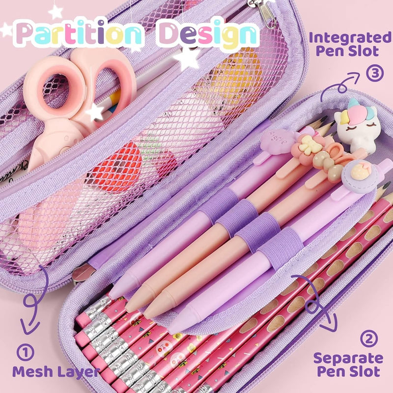 Pencil Case For Girls, Cute Kids, Unicorn Pouch Storage Large Capacity, Kawaii Toddler Pink Portable Bag