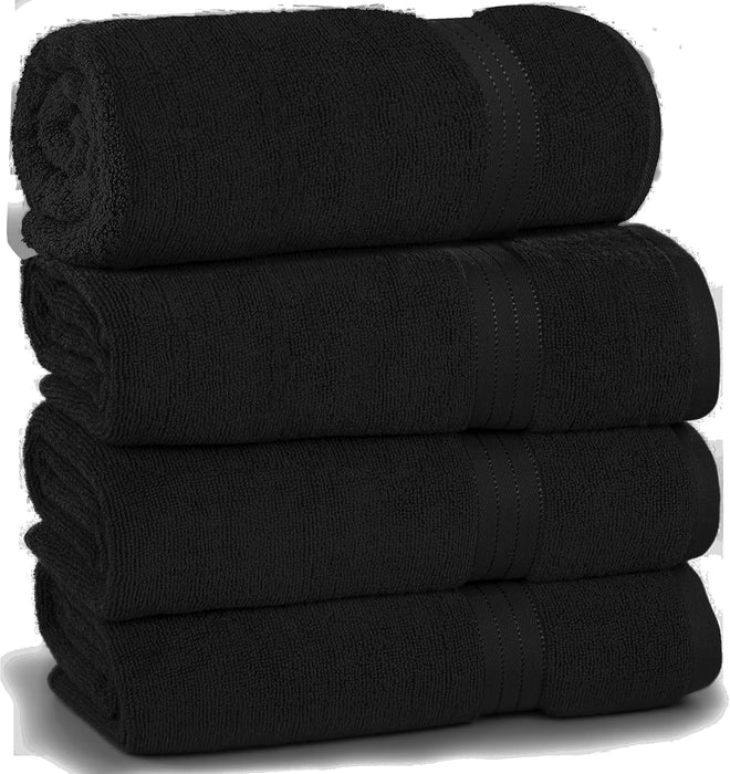 Bliss Casa Bath Towel Set 27 x 54 Inch (4 Pack) - 550 GSM 100% Cotton 20/D Quick Drying Highly Absorbent Thick Bathroom Towels - Soft Hotel Quality for Bath and Spa (Grey)