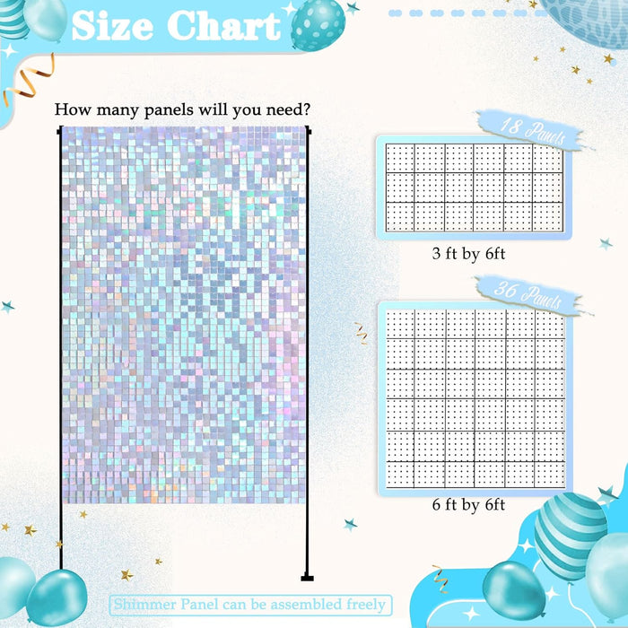 LuoluoHouse Shimmer Wall Panel Sequin Backdrop 36 Panel Birthday Wedding Background Decoration Walls Anniversary Engagement Decorations