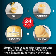 CREAMi, Ice Cream Maker, Gelato, Sorbet,Milkshakes, Mix-ins, Smoothie Bowls & More, 7-in-1, Ice Cream Pints, Pint lid, Healthy Ice Cream, Black, NC300UK - CREAMi