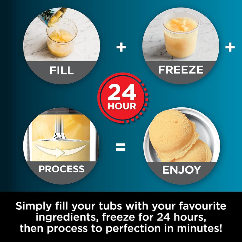 CREAMi, Ice Cream Maker, Gelato, Sorbet,Milkshakes, Mix-ins, Smoothie Bowls & More, 7-in-1, Ice Cream Pints, Pint lid, Healthy Ice Cream, Black, NC300UK - CREAMi