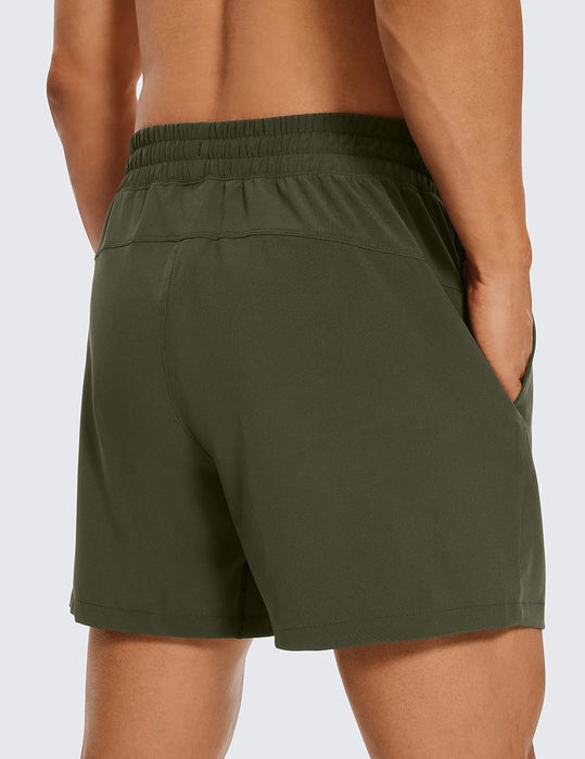 CRZ YOGA Men's Linerless Workout Shorts - 5'' Lightweight Quick Dry Running Sports Athletic Gym Shorts with Pockets