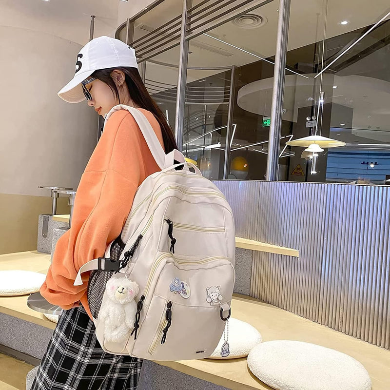 Cute Aesthetic Backpacks, School Backpack Teen Lightweight College Daypack for Teens Girls Women Students